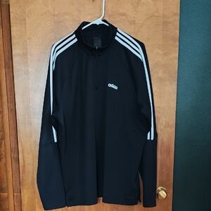 Adidas Men's Black Windbreaker with White Accents